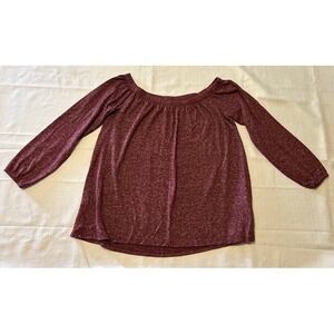 Women's Hollister Burgundy Off The Shoulder Long Sleeve Top Sz Medium‎
